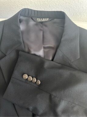 Jos. A. Bank Black 100% Wool Suit Jacket 43R 2-Button Notch Lapel Single Vent